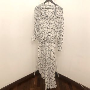 Asymmetrical sheer ruffle dress